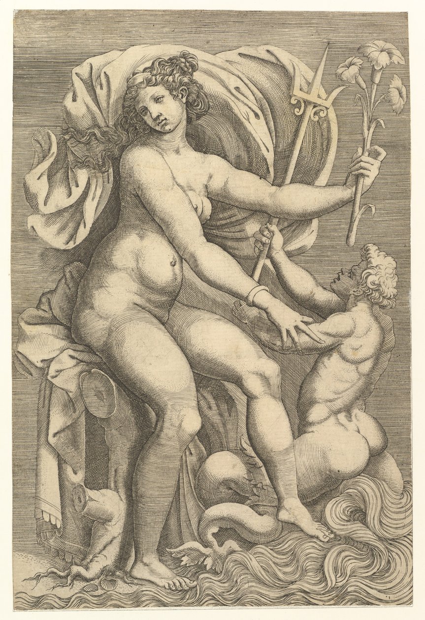 Thetis Sittende med en Triton, 1500-tallet. av Unbekannt