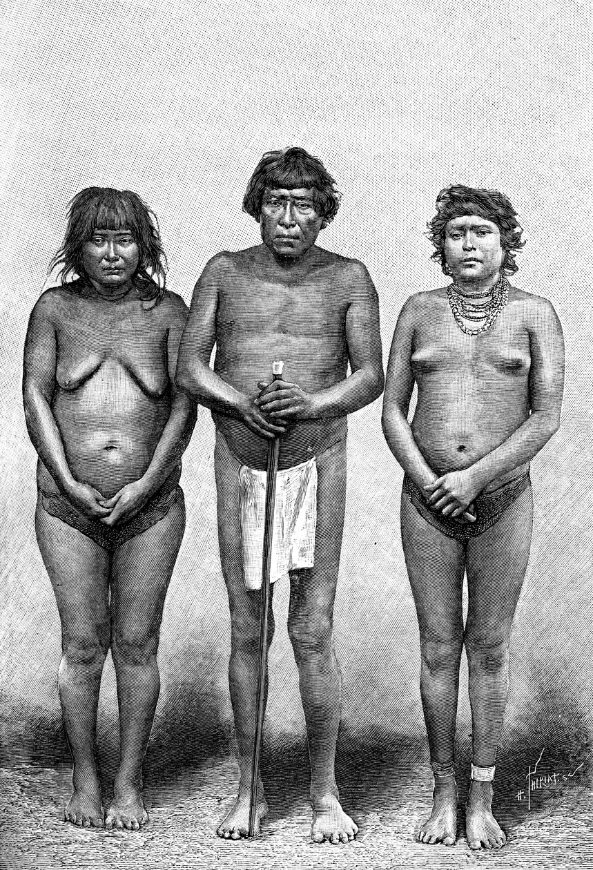 Tre Guarauni-indianere, Venezuela, 1895 av Unbekannt