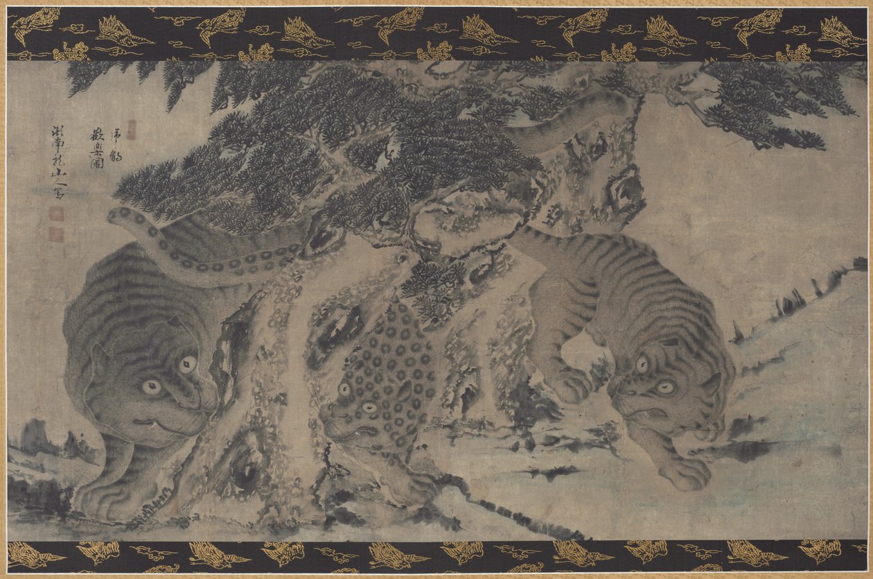 Tigre og leopard boltrer seg, 1700-tallet. av Unbekannt