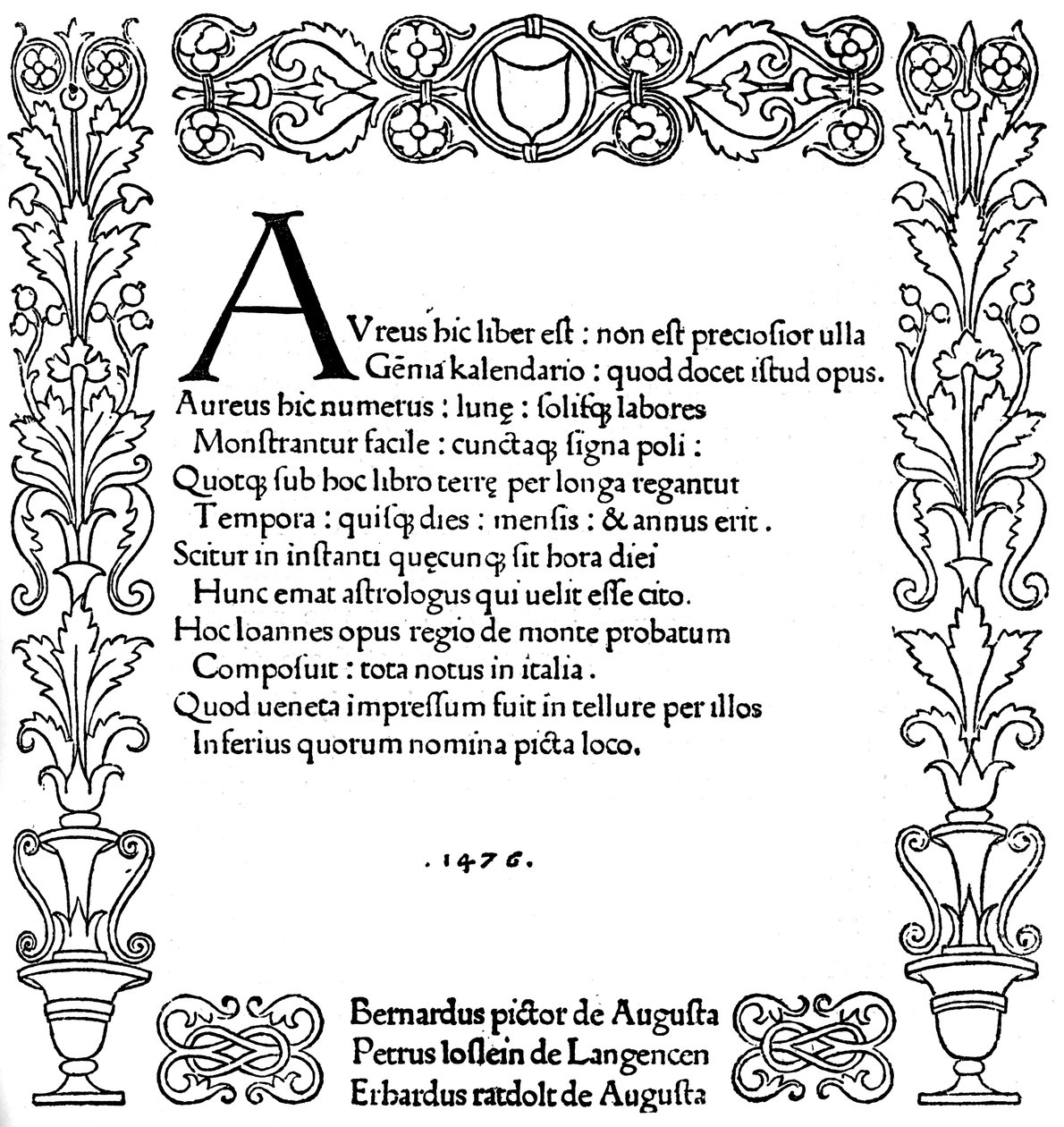 Tittelside til Kalendarium av Regiomontanus, 1476, 1893 av Unbekannt