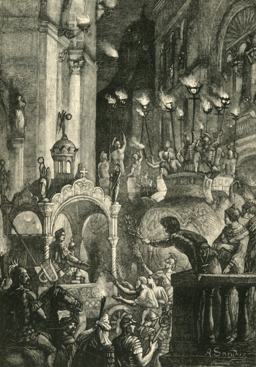 Triumf av Heraclius i Konstantinopel, 629AD, 1890. av Unbekannt