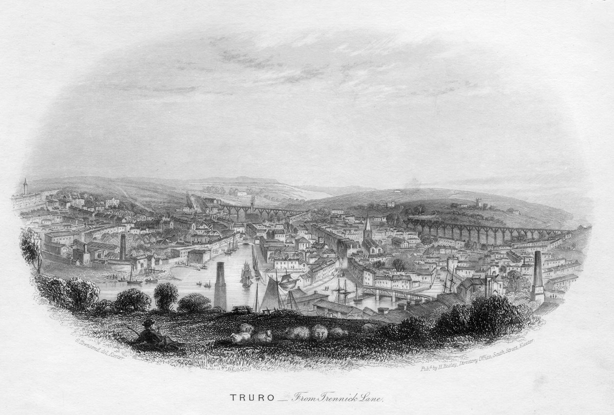 Truro, fra Trennick Lane, 1860 av Unbekannt