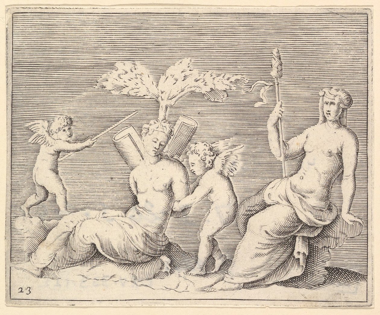 Two Women and Two Cupids, utgitt ca. 1599-1622. av Unbekannt