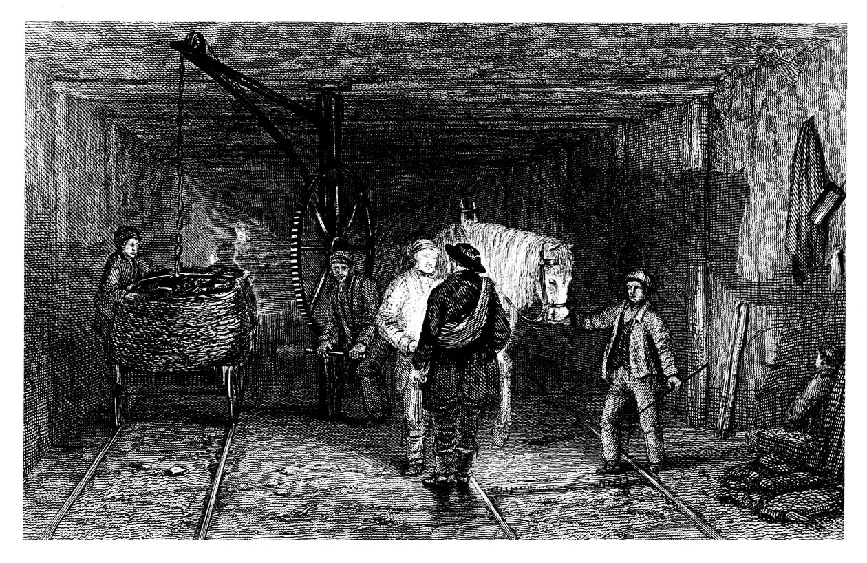 Underjordisk scene i en kullgruve, 1860 av Unbekannt