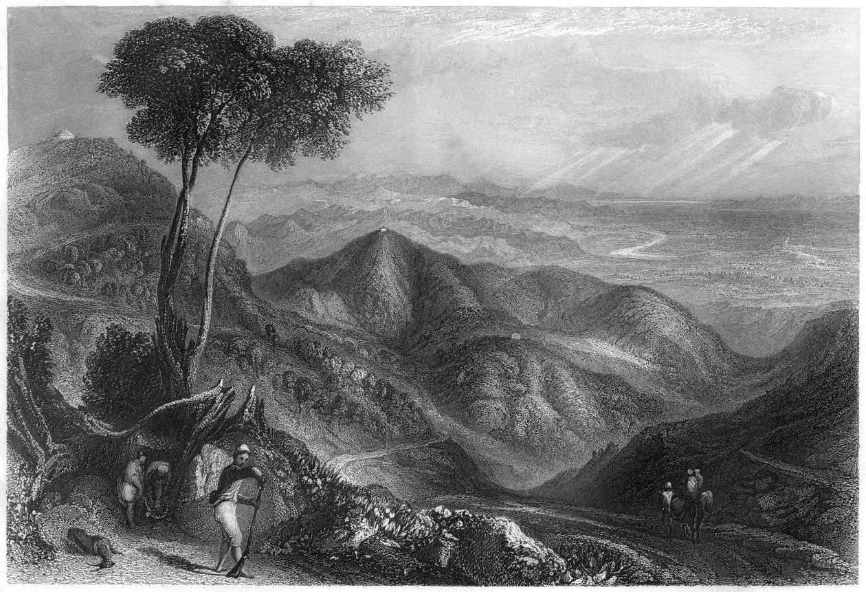Valley of the Dhoon, Himalaya-fjellene, c1860 av Unbekannt