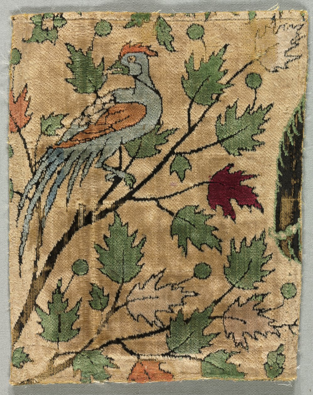 Fløyelsfragment, Khusrau ser Shirin bading, 1550-99. av Unbekannt