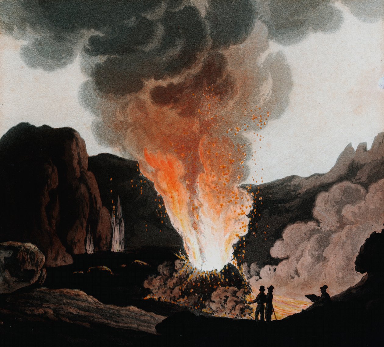 Vesuv i utbrudd, Italia, c1815 av Unbekannt