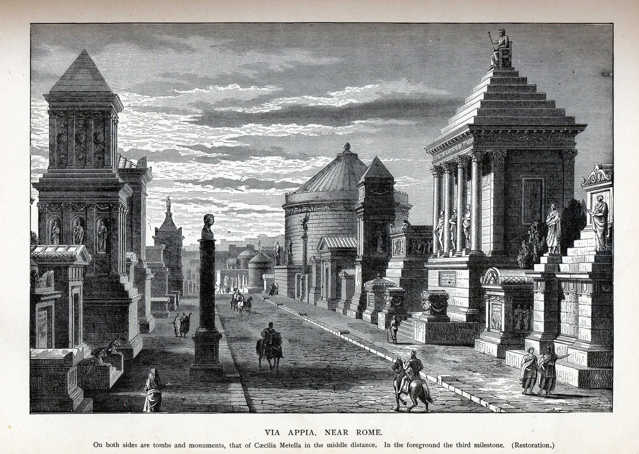 Via Appia nær Roma gjenoppbygging, 1882 av Unbekannt