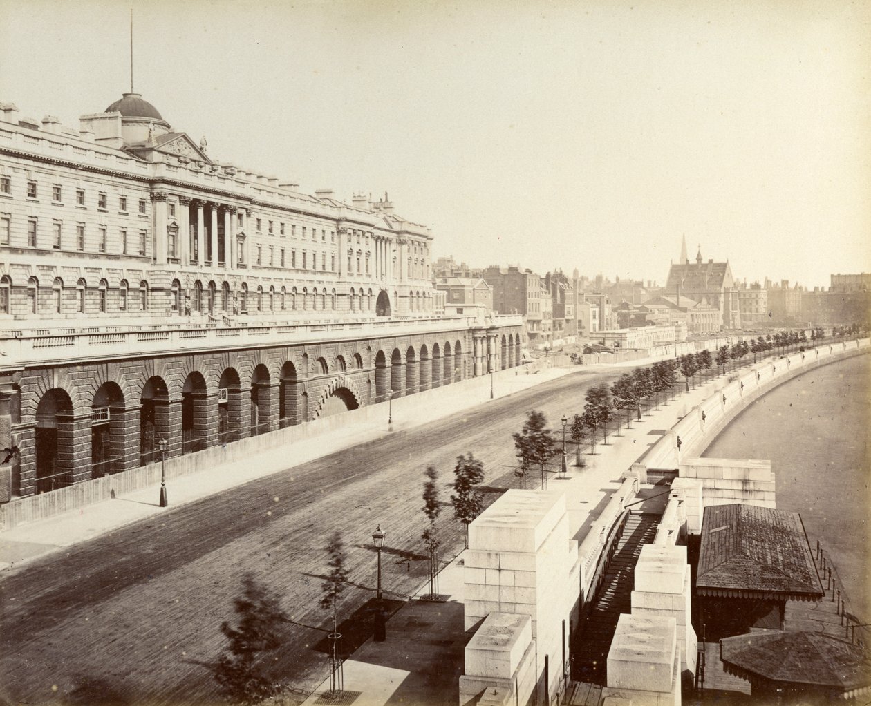 Victoria Embankment, som viser Somerset House, London, 1887 av Unbekannt