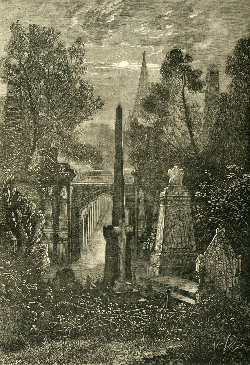 Utsikt på Highgate Cemetery, c1876. av Unbekannt