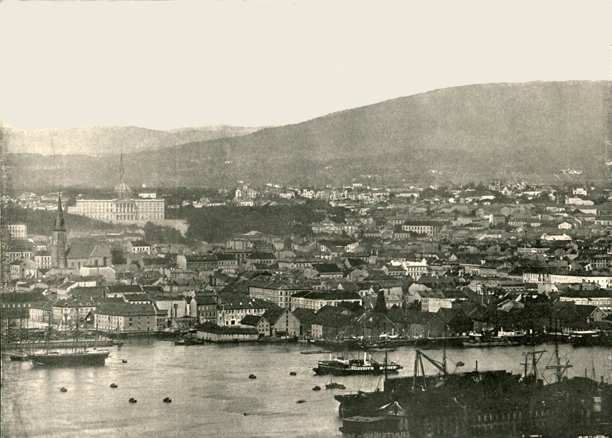 Utsikt over Christiania, Oslo, Norge, 1895. av Unbekannt