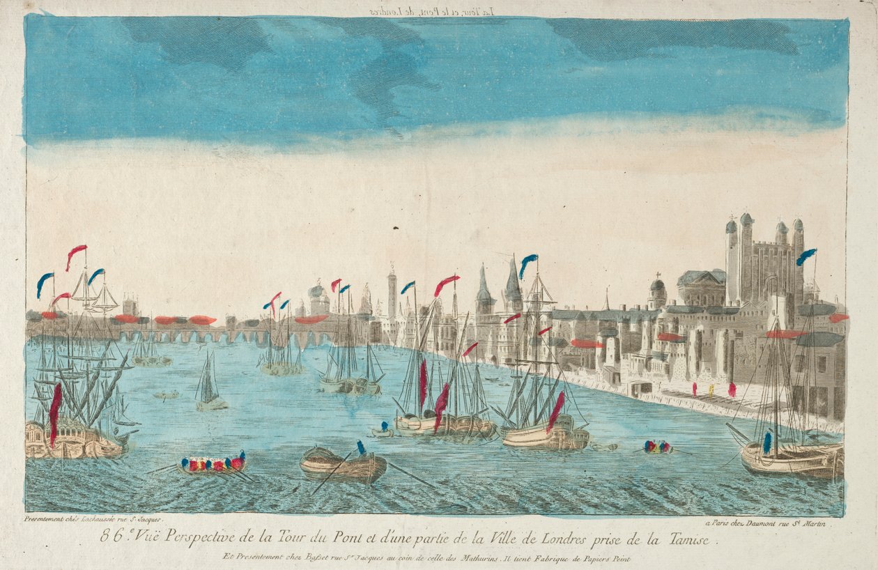 Utsikt over London Bridge og Tower, 1700-tallet. av Unbekannt