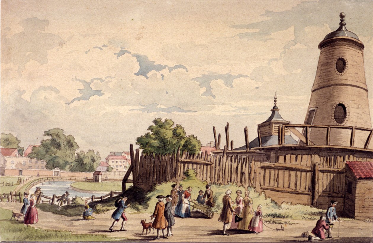 Utsikt over New River Head, Finsbury, London, c1750 av Unbekannt