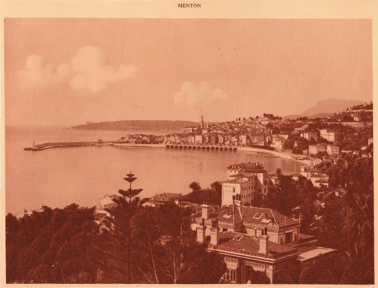 Utsikt tatt fra Garavan Boulevard, Menton, 1930. av Unbekannt