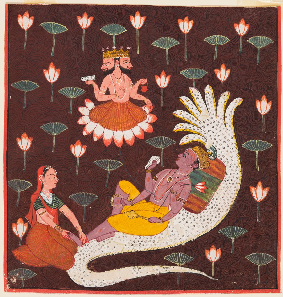 Vishnu på Ananta, den endeløse slangen, ca. 1700. av Unbekannt