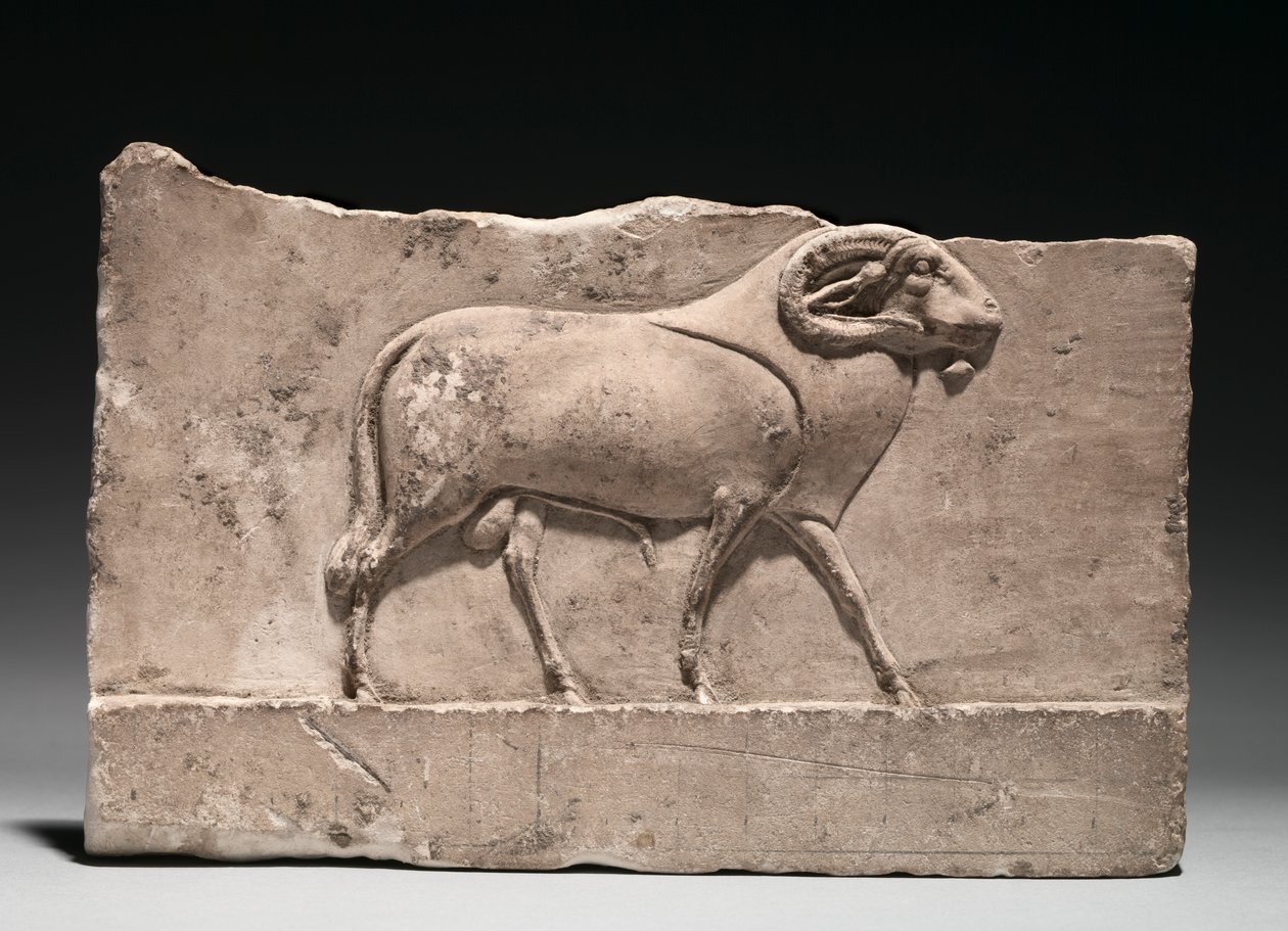 Votive Relief of a Ram Deity, 305-30 f.Kr. av Unbekannt