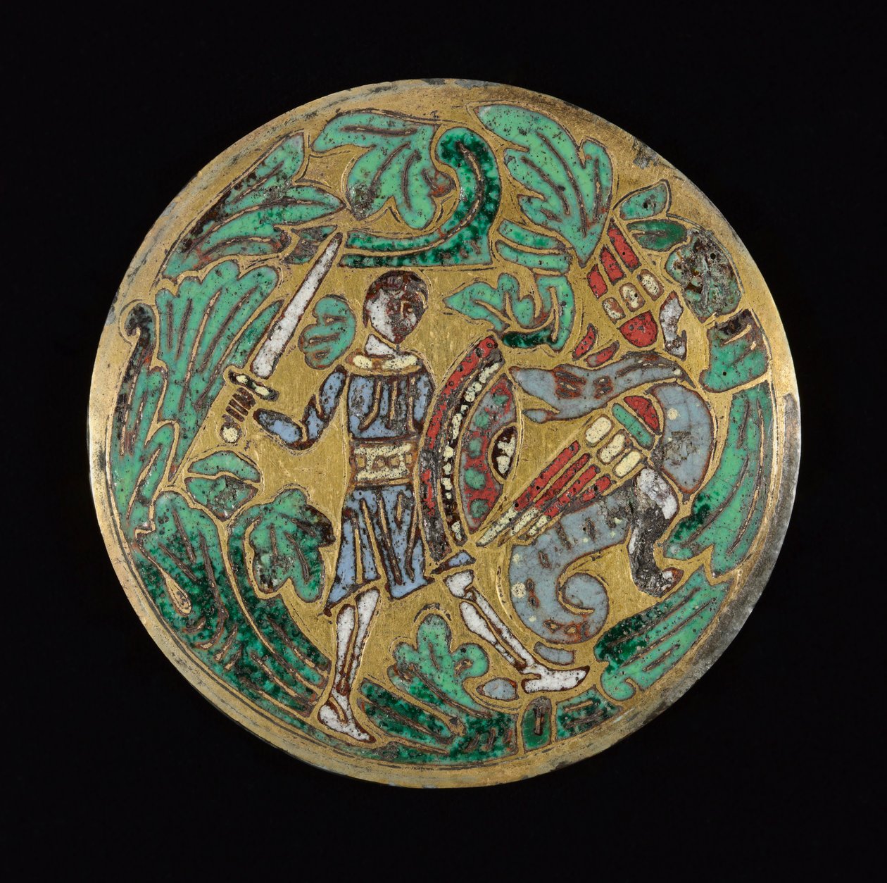 Warrior som kjemper mot en drage, ca. 1170-1180. av Unbekannt