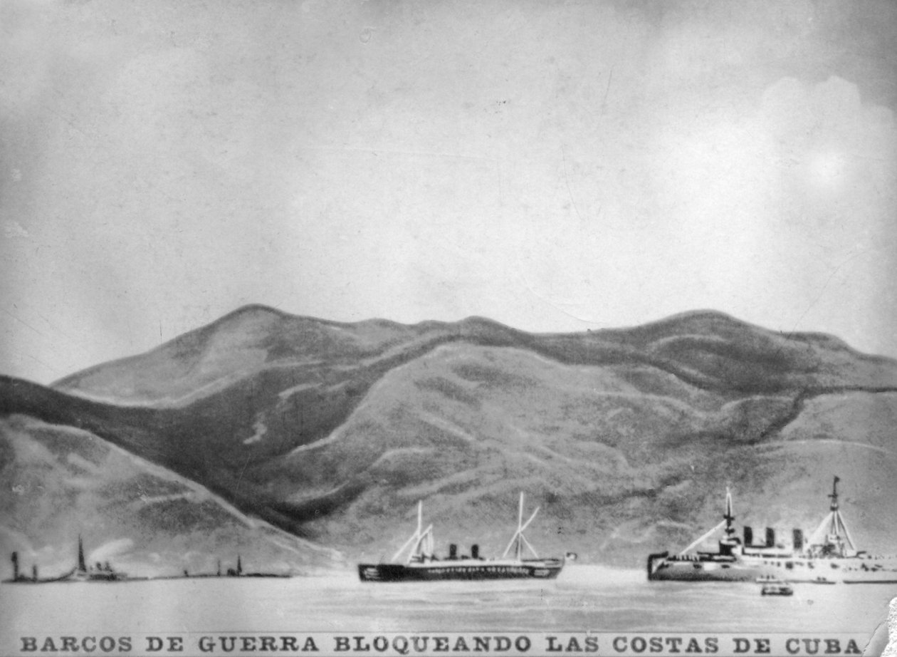 Krigsskip blokkerer kysten av Cuba, 1898, 1920-tallet av Unbekannt