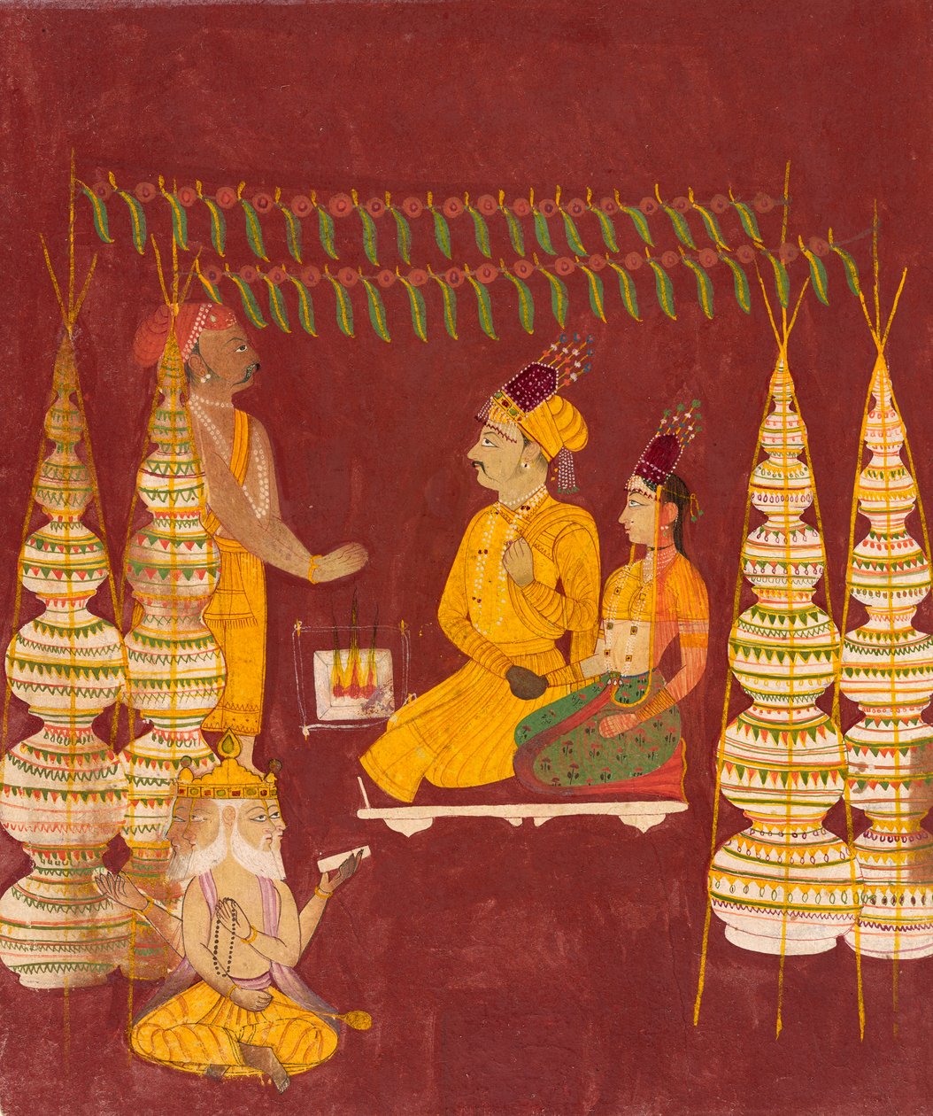 Bryllupsseremoni med Brahma til stede, ca. 1680. av Unbekannt