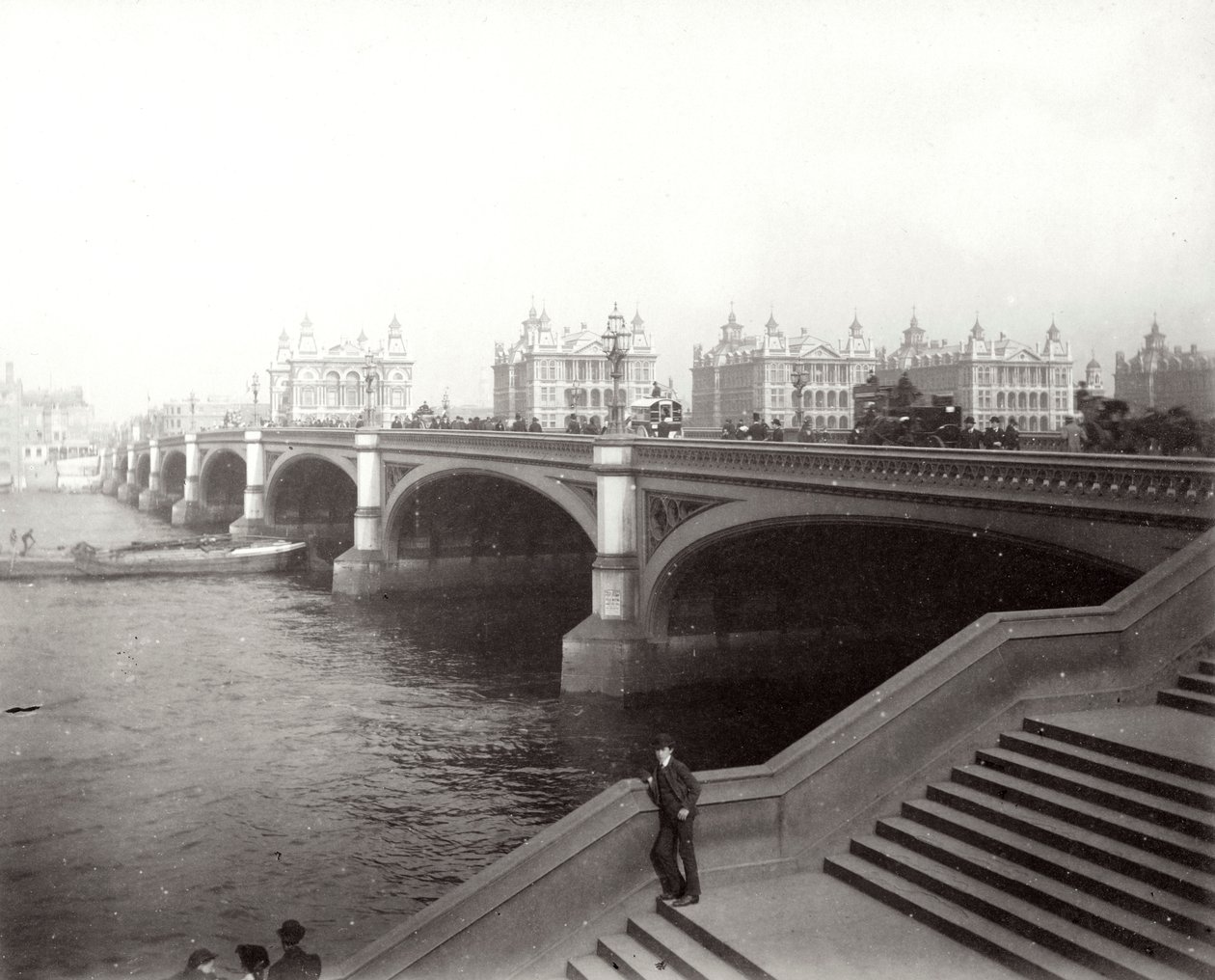 Westminster Bridge og St Thomass Hospital, London, 1887 av Unbekannt