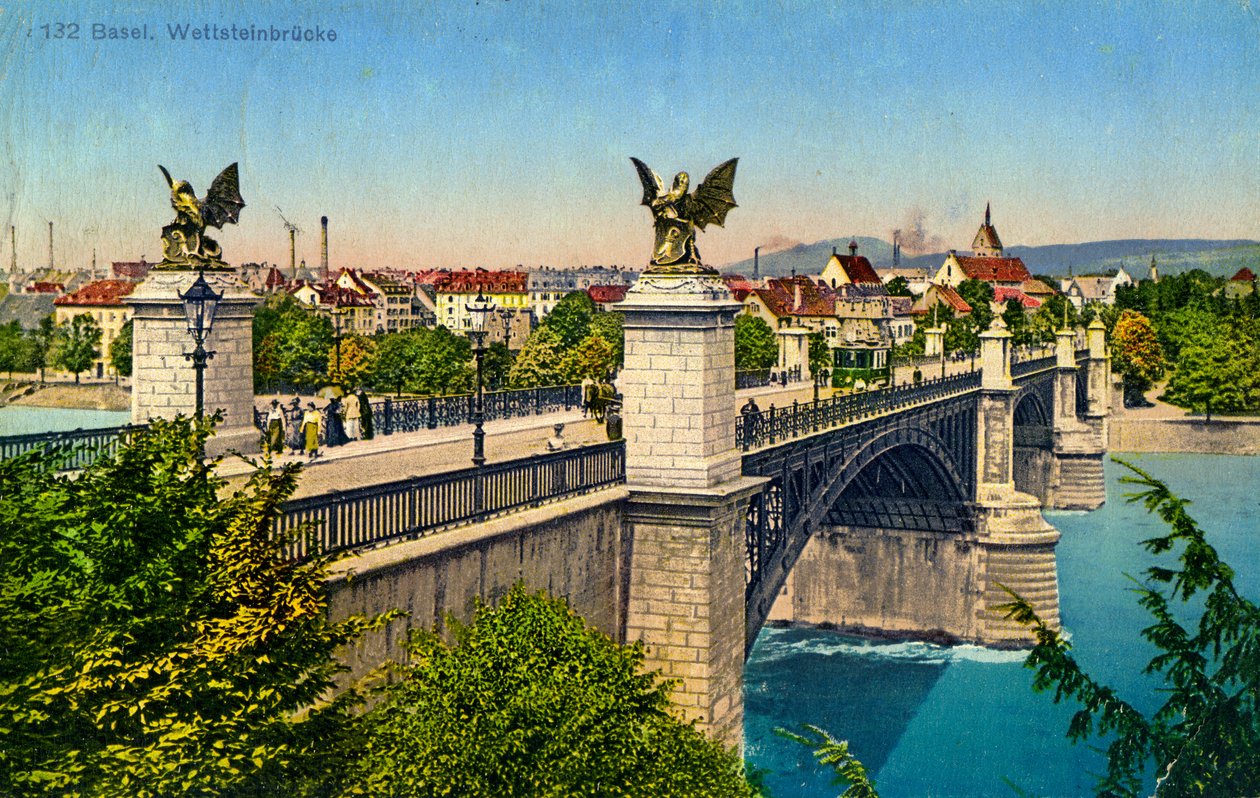 Wettstein Bridge, Basel, Sveits, c1936 av Unbekannt