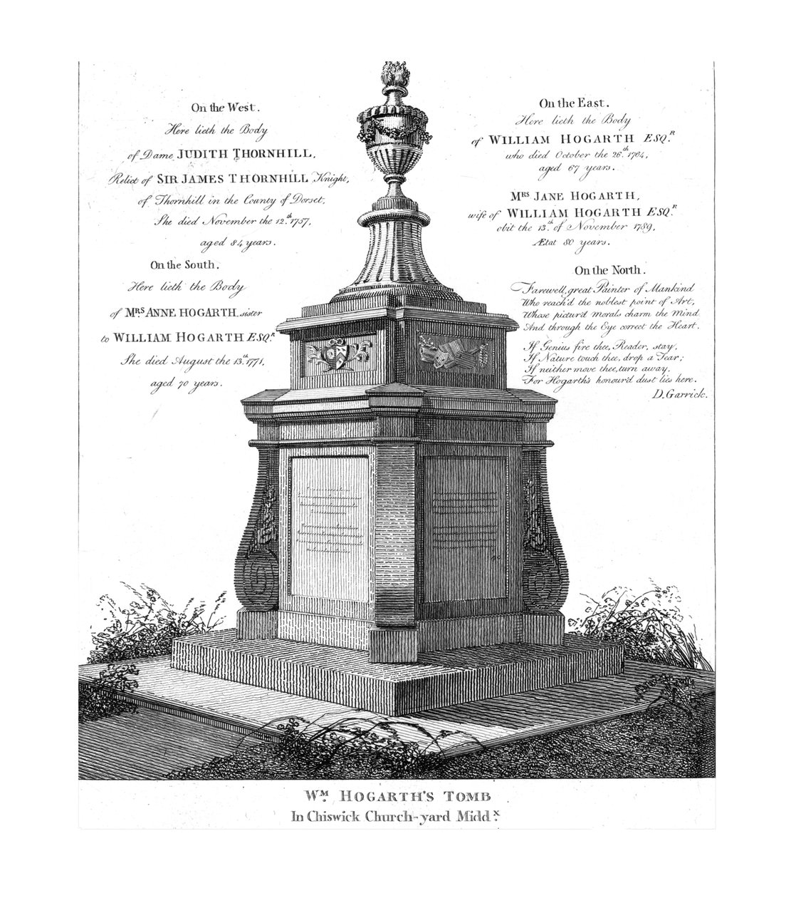William Hogarths grav, c1793. av Unbekannt