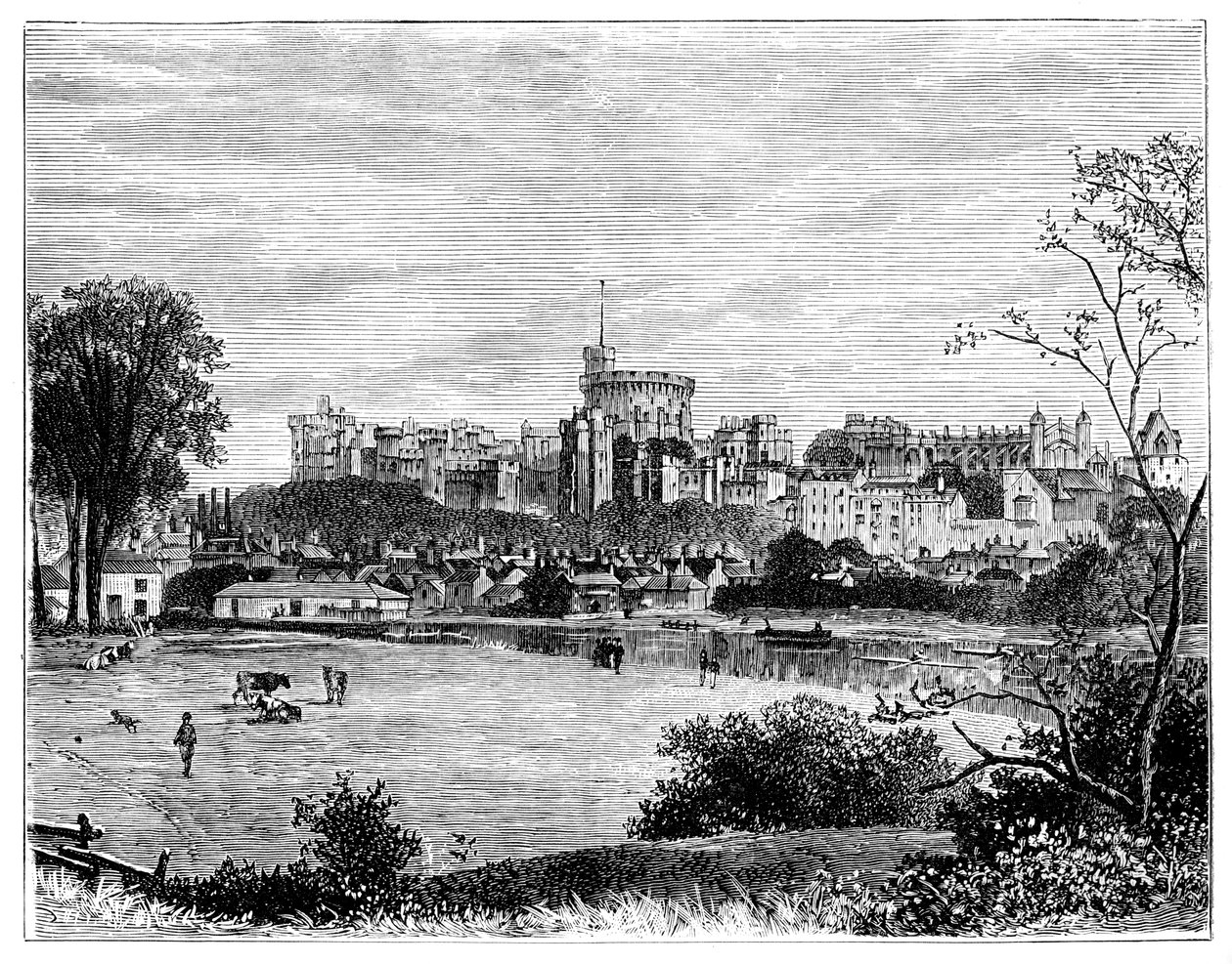 Windsor Castle fra Brocas Meadows, c1888 av Unbekannt