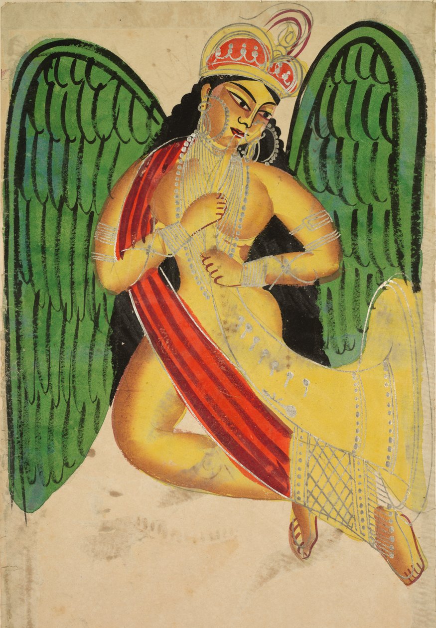 Bevinget Apsara med et horn, 1800-tallet. av Unbekannt