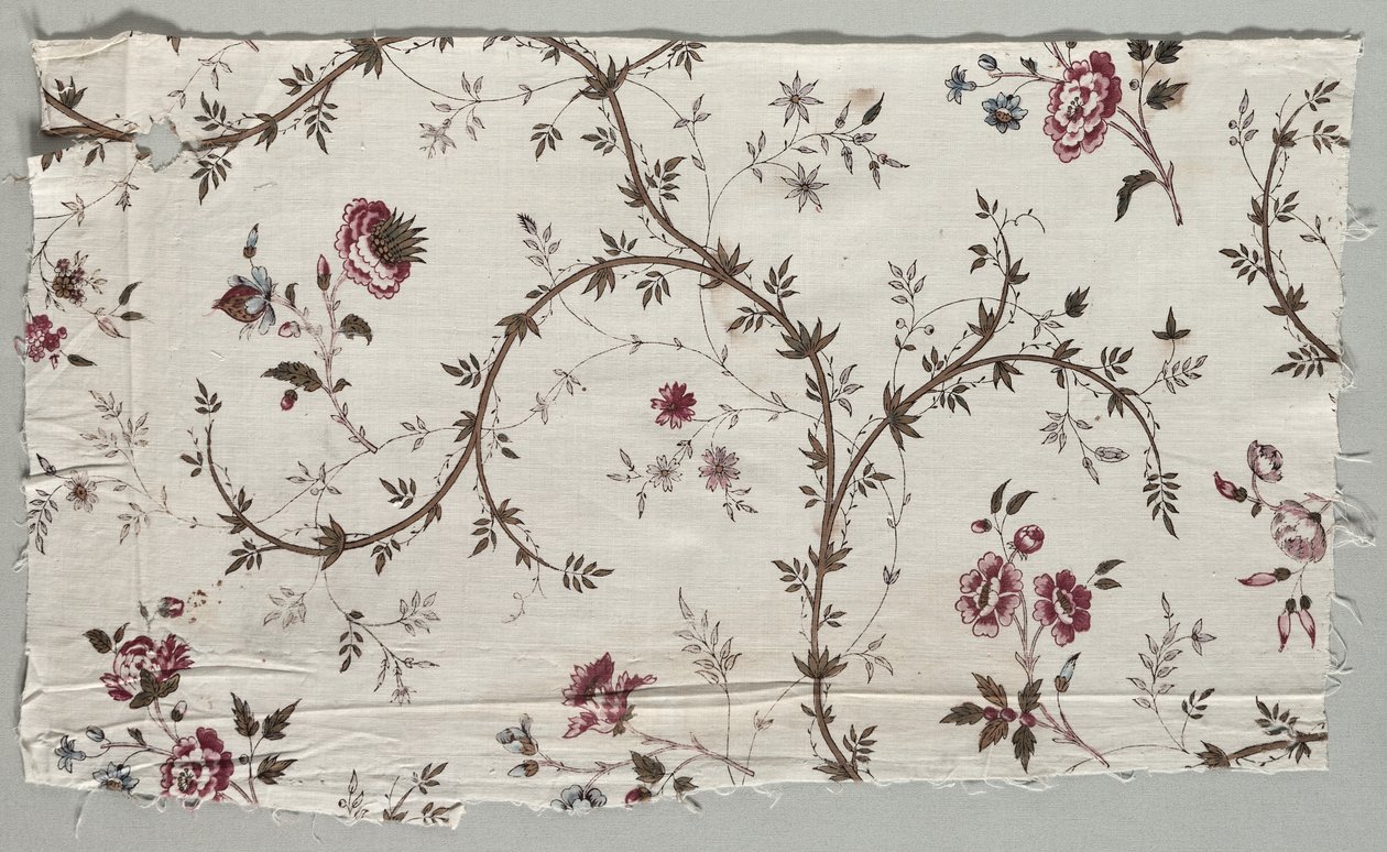Treblokktrykt bomullsfragment, 1785. av Unbekannt