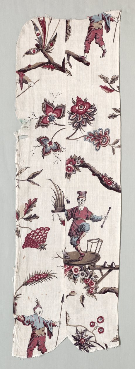 Treblokktrykte tekstilfragmenter, ca. 1785. av Unbekannt
