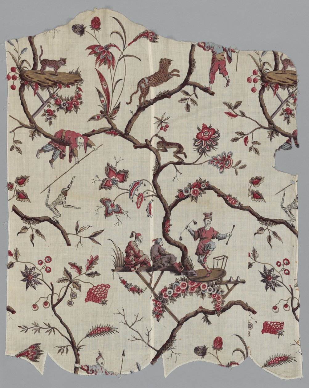 Treblokktrykte tekstilfragmenter, ca. 1785. av Unbekannt