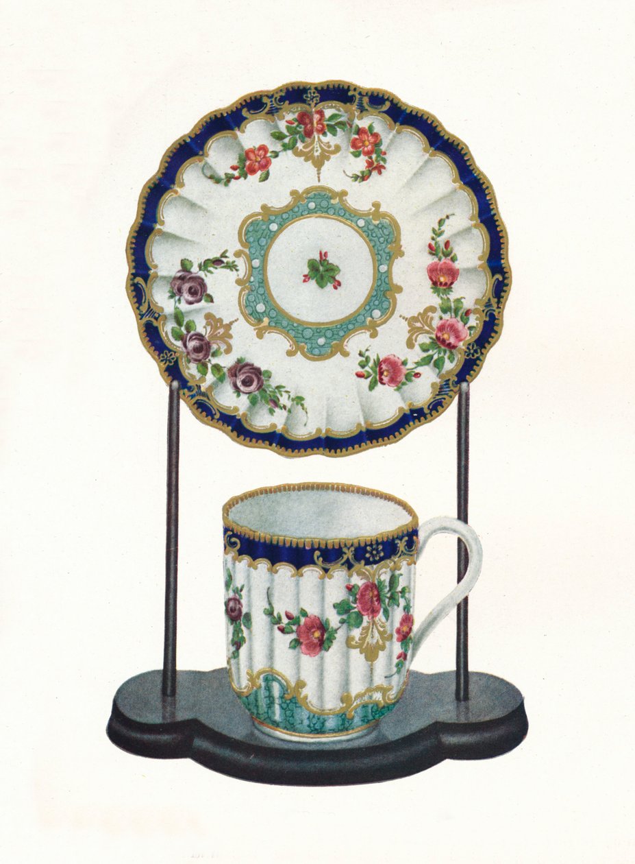 Worcester kopp og tallerken, c1770 av Unbekannt
