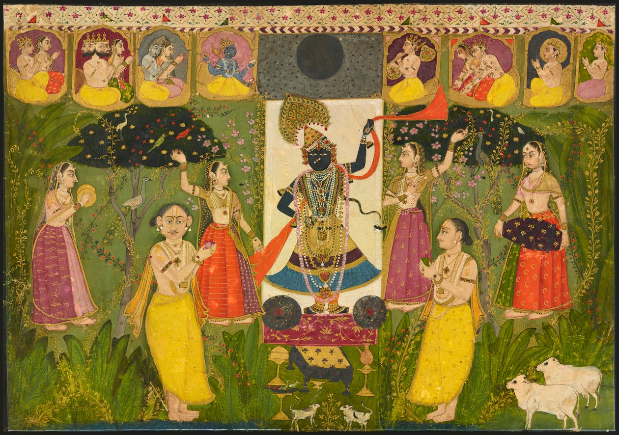 Tilbedelse av Shri Nathji, ca. 1700. av Unbekannt