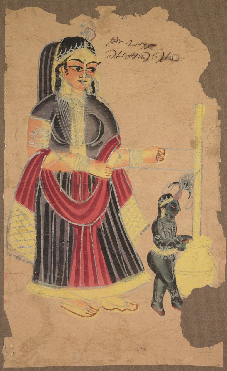 Yasoda og Krishna, 1800-tallet. av Unbekannt