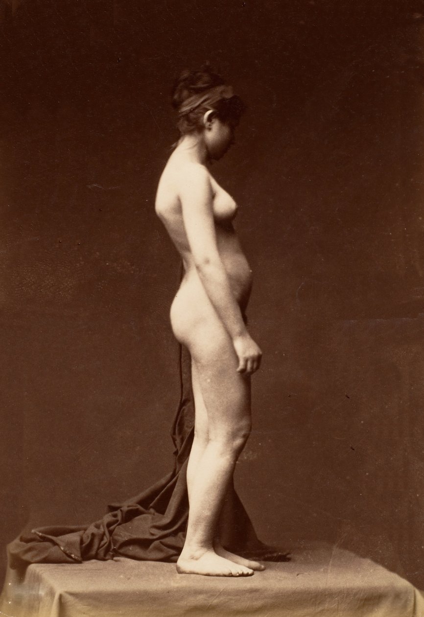 [Ung kvinne, naken, helfigur i profil], 1860-tallet. av Unbekannt