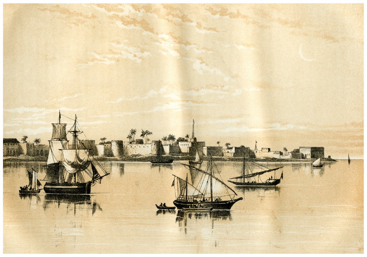 Zanzibar fra havet, 1883 av Unbekannt