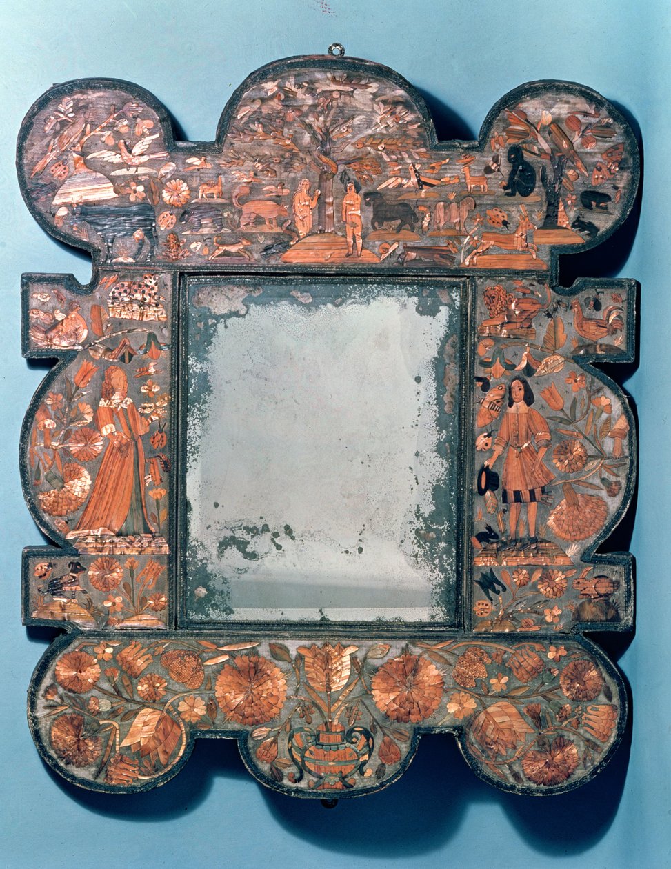 Stråarbeid speilramme, 1670-80 av Unbekannt Unbekannt