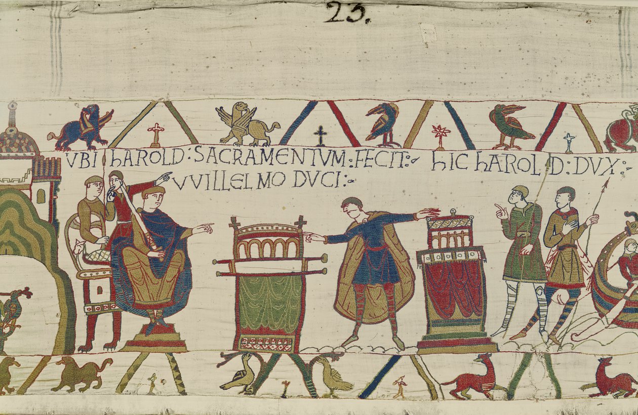Harold sverger en hellig ed til William i Bayeux, Bayeux-teppet av Unbekannt Unbekannt