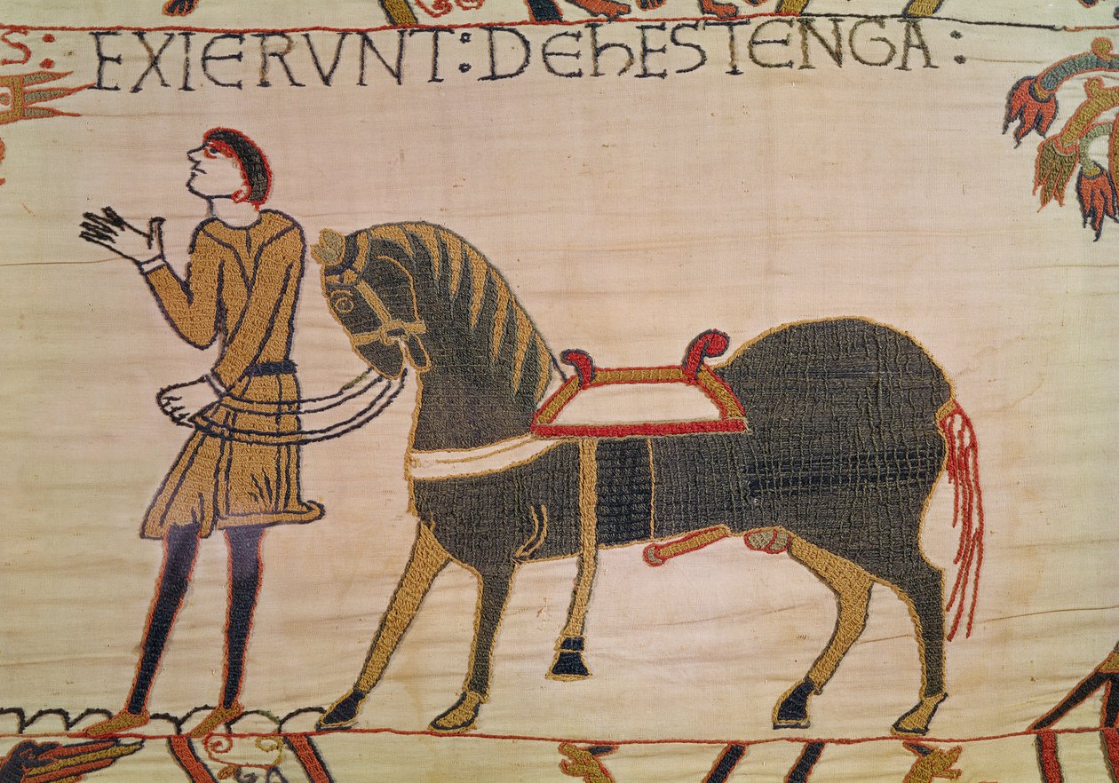 En brudgom tar med William sin lader, Bayeux Tapestry av Unbekannt Unbekannt