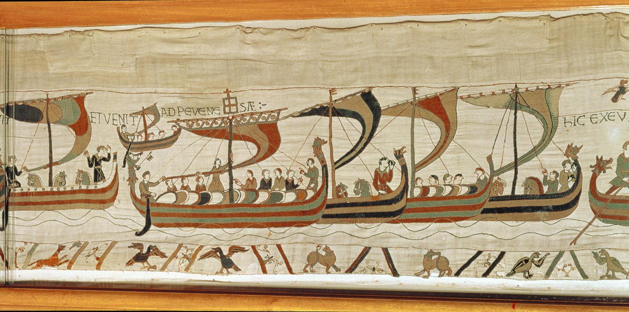 Duke William og den normanniske invasjonsflåten krysser kanalen, Bayeux Tapestry av Unbekannt Unbekannt