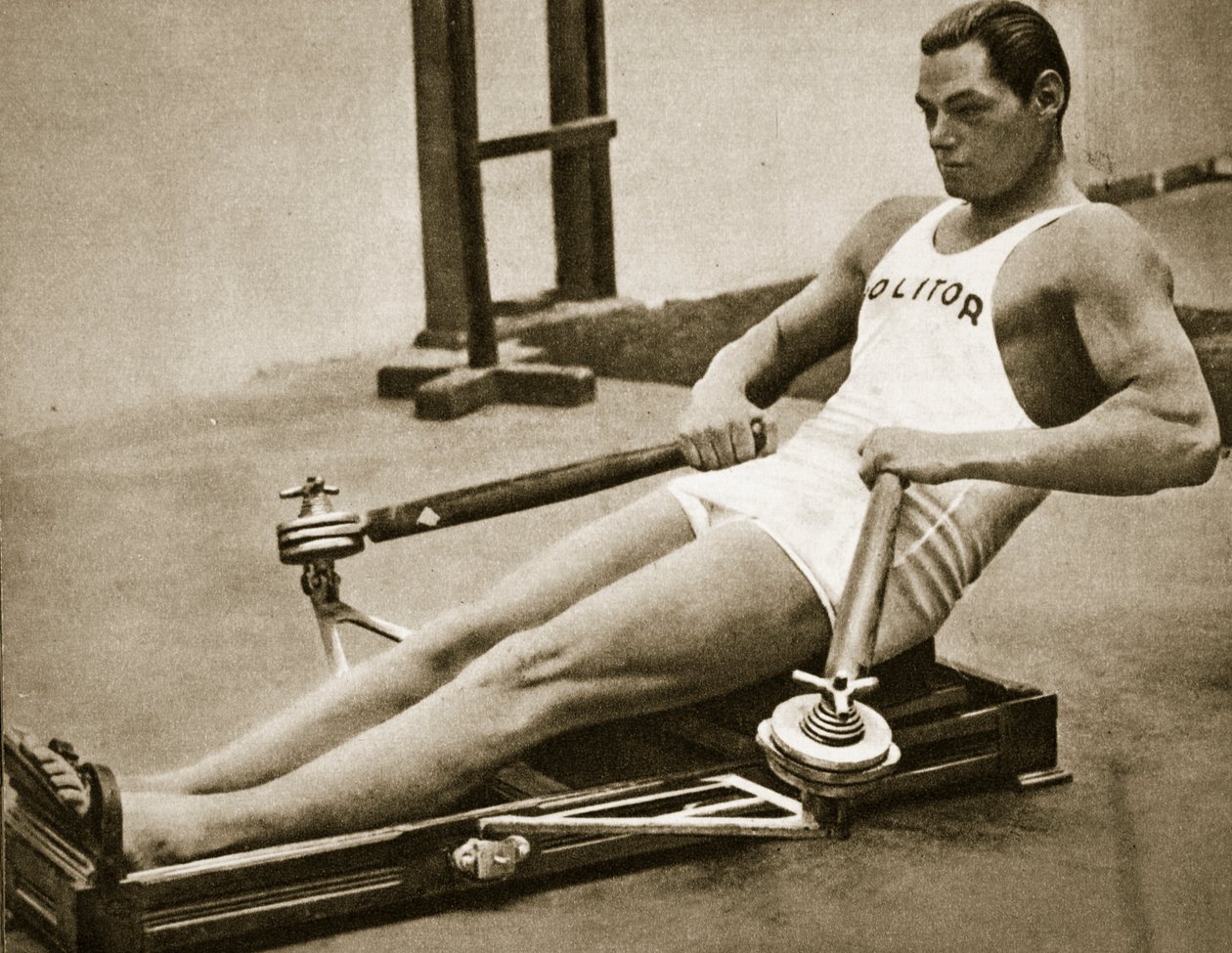 Johnny Weissmuller, den første mannen til å svømme 100 meter på under ett minutt, mester for OL i 1924 og 1928, 1920-tallet av Unbekannt Unbekannt