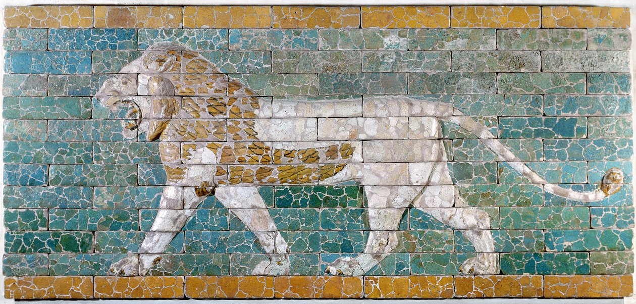 Løve som representerer Ishtar, frise fra prosesjonsveien som fører til det store tempelet i Babylon, tidlig på 600-tallet f.Kr. av Unbekannt Unbekannt