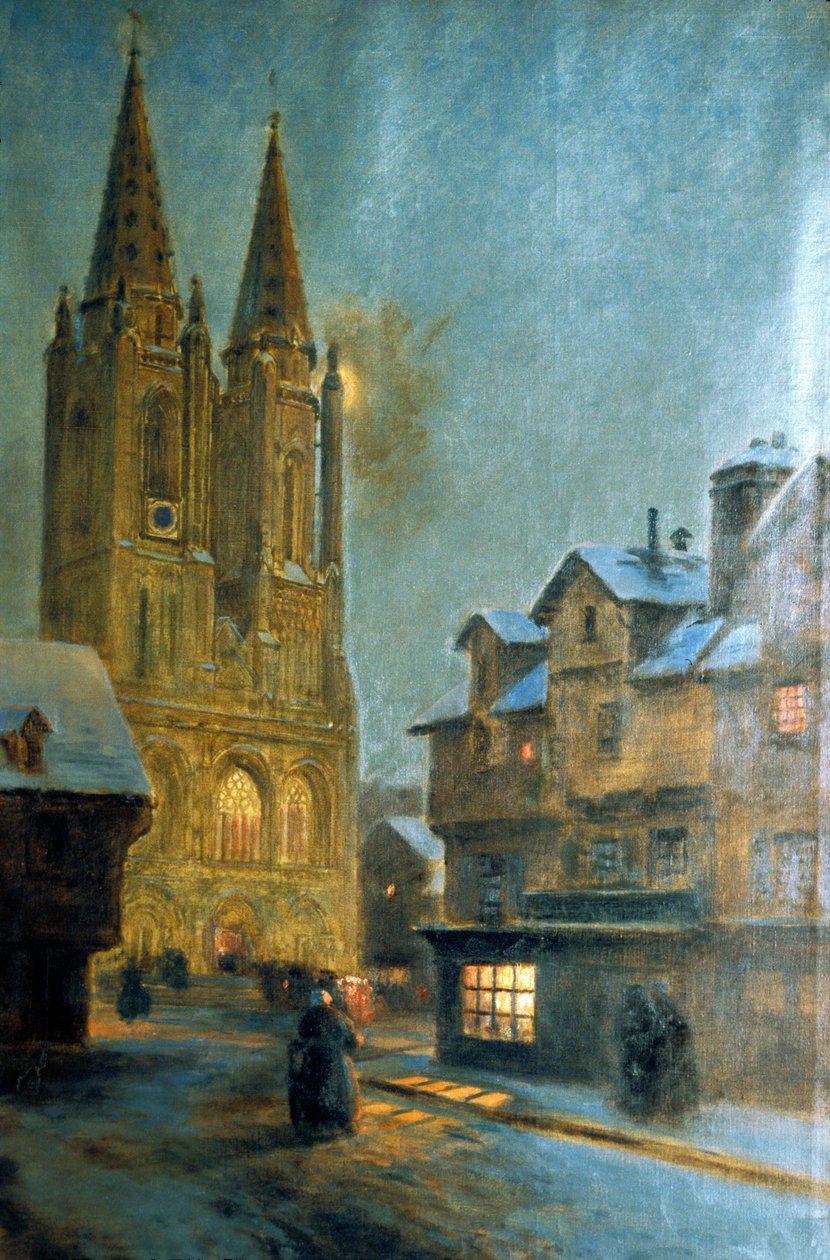 Manche N* 074, Musee de St Lo, "Church ND de St Lo", maleri av Maurice Orange av Unbekannt Unbekannt