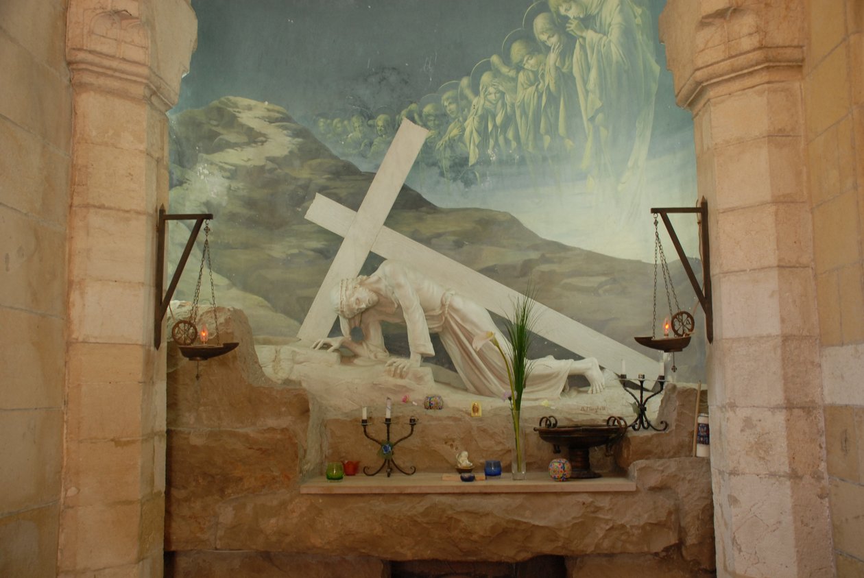 Maleri, Kristus med kors, Via Dolorosa, Jerusalem, Israel av Unbekannt Unbekannt