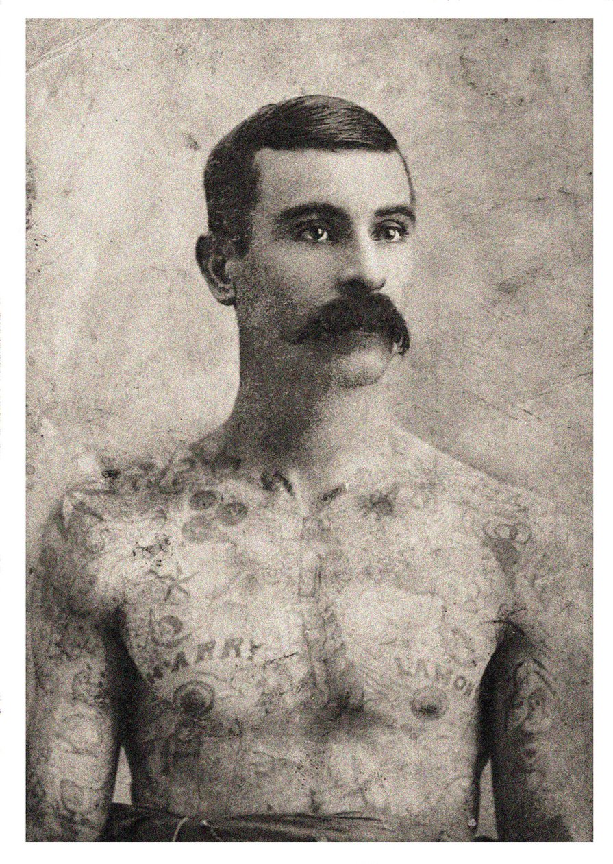 Portrett av en tatovert britisk soldat, ca. 1909 av Unbekannt Unbekannt