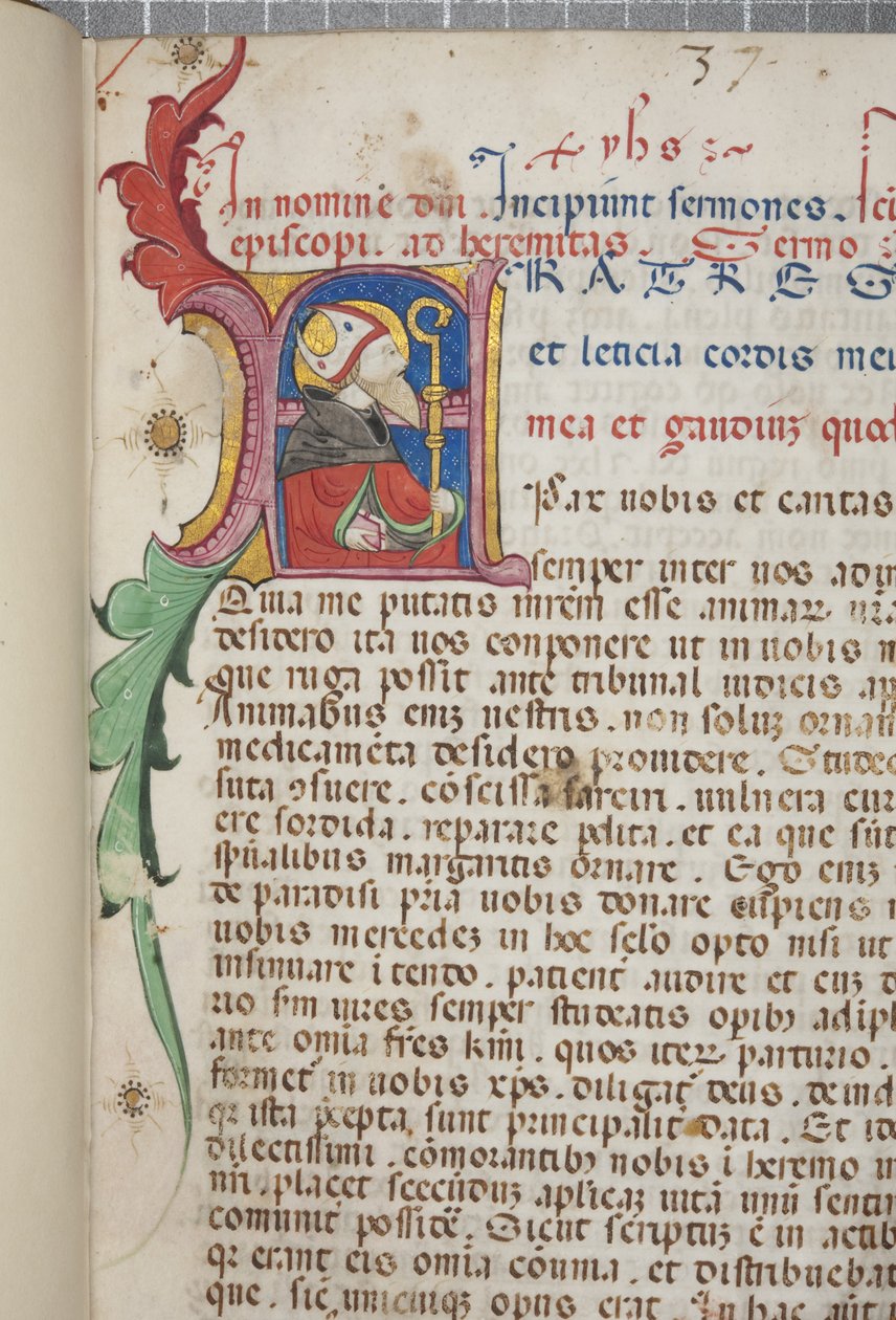 Pseudo-Augustine, Prekener til brødrene i ørkenen, Fol 1, detalj, ca. 1350 av Unbekannt Unbekannt