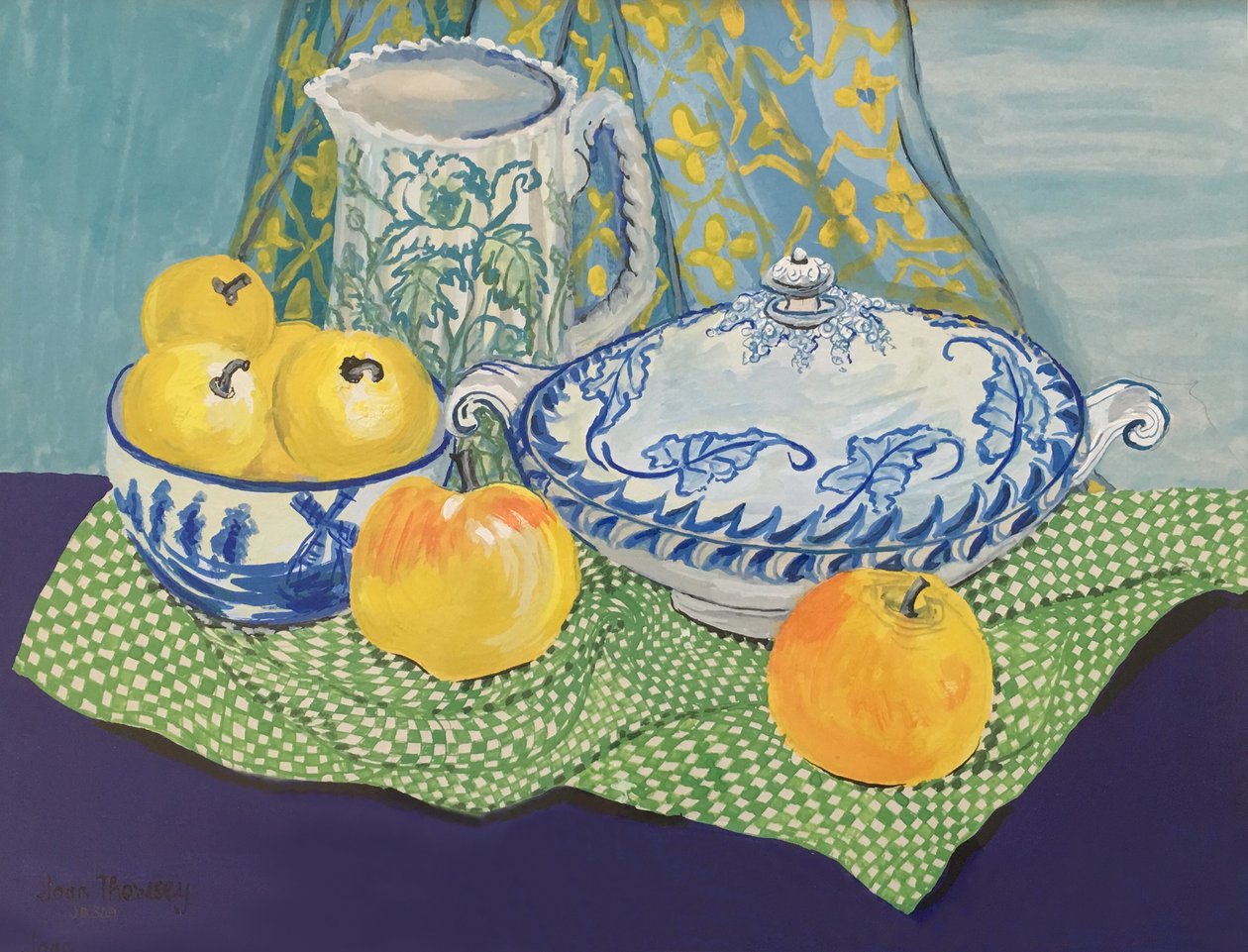 Stilleben med Tureen og epler, 1999, av Unbekannt Unbekannt