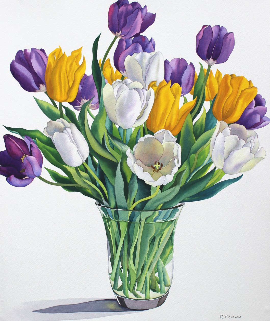 Tulipaner i glassvase av Unbekannt Unbekannt
