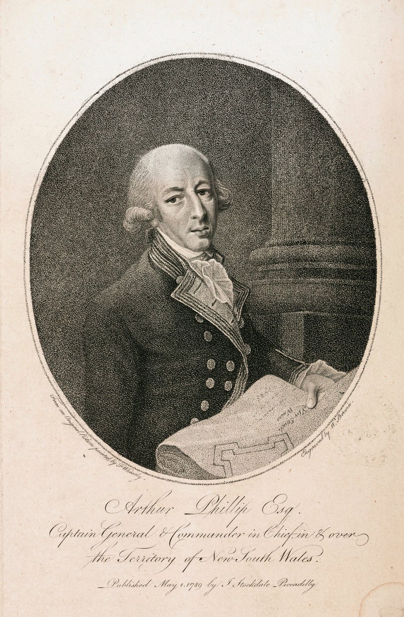 Arthur Phillip , britisk marinekommandant, ca 1789 av Unbekannt