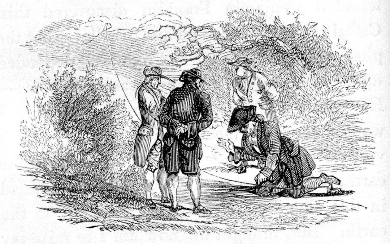 Benjamin Franklin under elektrisk eksperiment av Unbekannter Künstler